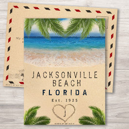 Postal Jacksonville Beach FL Sand Tropical Palm Leaves