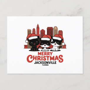 Postal Jacksonville City Florida Feliz Navidad Cats Estad