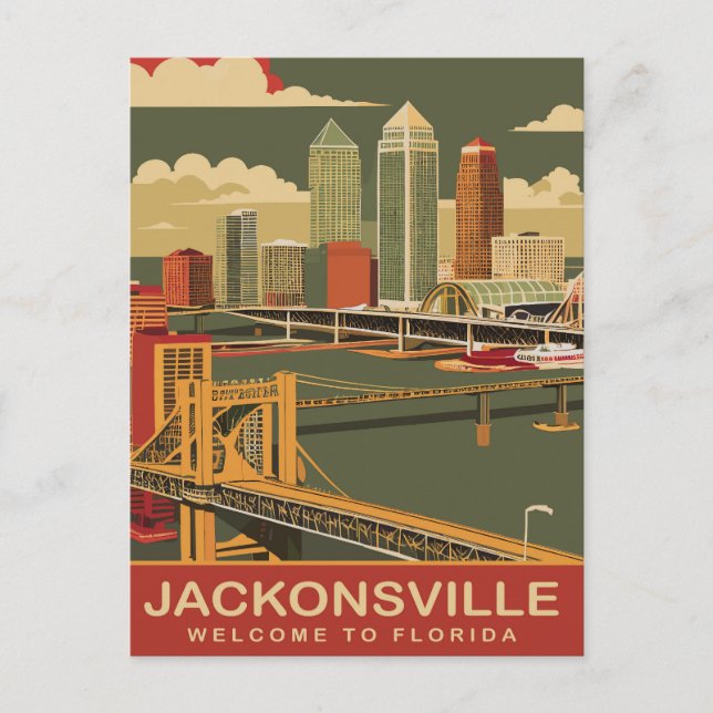 Postal Jacksonville, Costa Atlántica, Viajes (Anverso)
