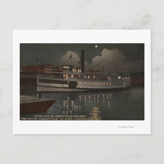 Postal Jacksonville, FL - Night View St. Johns River (Anverso)