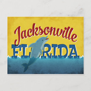 Postal Jacksonville Florida Dolphin Retro Vintage Travel