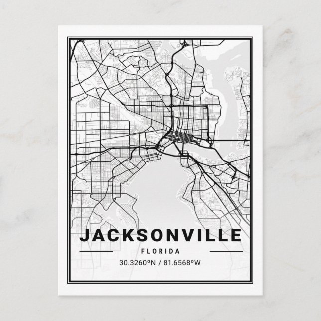 Postal Jacksonville Florida USA Travel City Map (Anverso)