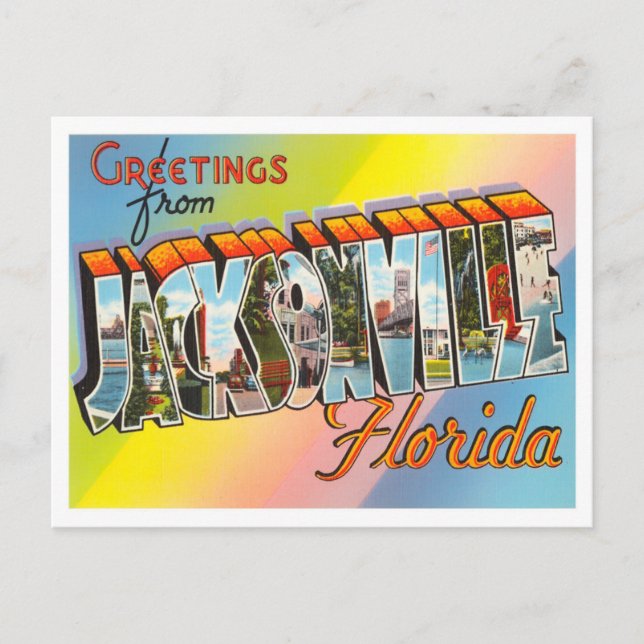 Postal Jacksonville, Florida Vintage Big Letters Postcard (Anverso)