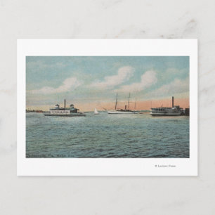 Postal Jacksonville, Florida - Vista del puerto con barco