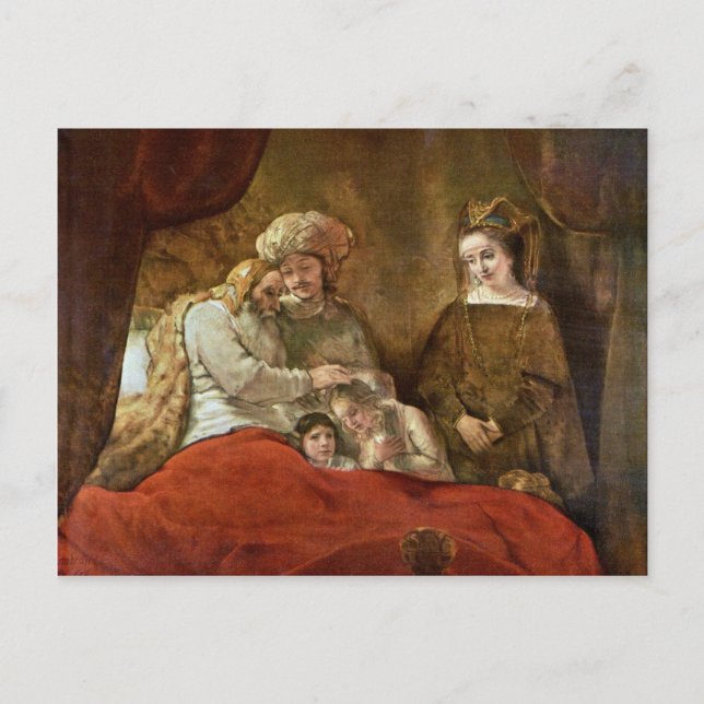 Postal Jacob Bendiciendo Los Hijos De José (Anverso)