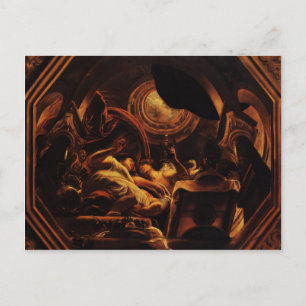 Postal Jacob Jordaens- Amor a los Cupido y a los Psiquis