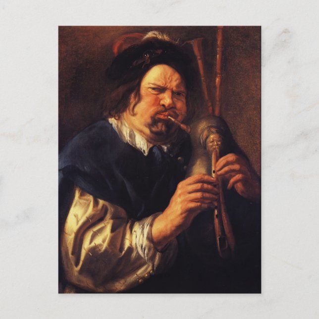 Postal Jacob Jordaens- autorretrato como jugador de pipa (Anverso)