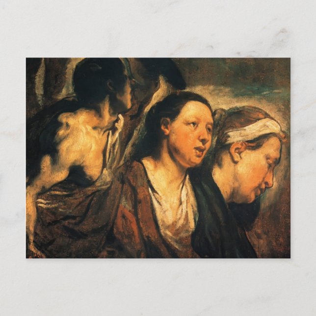 Postal Jacob Jordaens-Dos cabezas femeninas y torso de gu (Anverso)