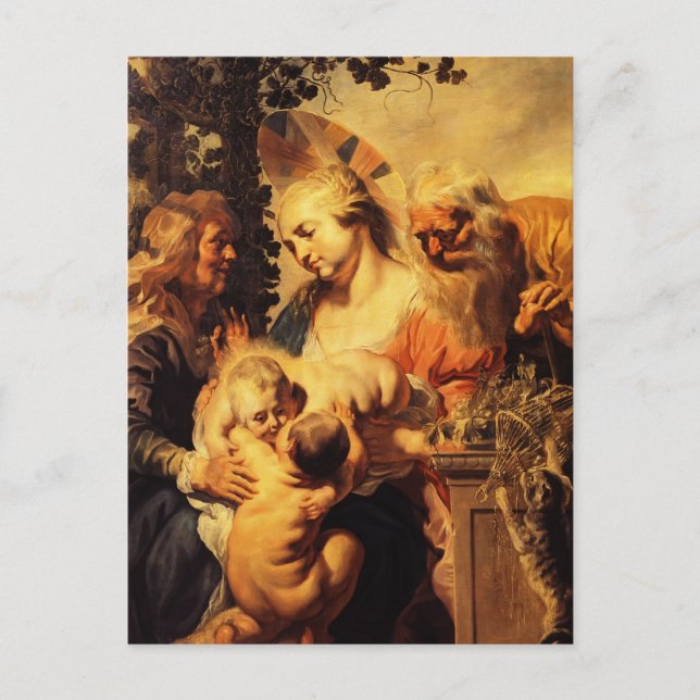 Postal Jacob Jordaens-Holy Family, Elizabeth & Child John (Anverso)