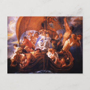 Postal Jacob Jordaens- La Sagrada Familia en un bote