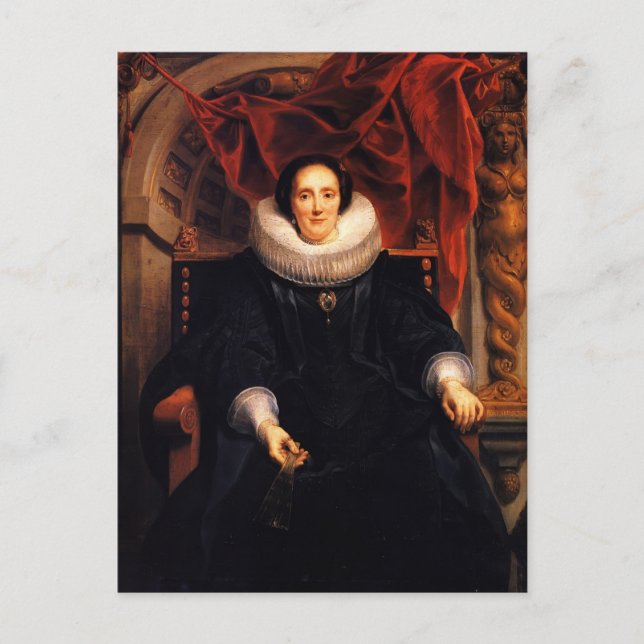 Postal Jacob Jordaens- Retrato de Catharina Behaghel (Anverso)