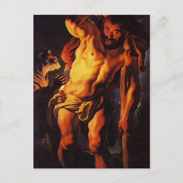 Postal Jacob Jordaens- Saint Christopher llevando a un ni (Anverso)
