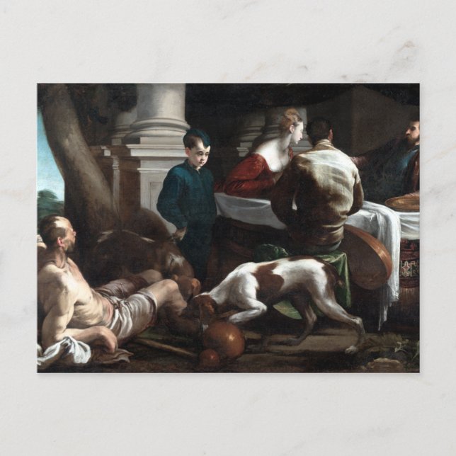 Postal Jacopo Bassano Lazarus y el hombre rico (Anverso)