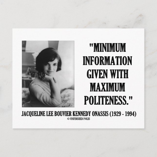 Postal Jacqueline Kennedy Política de Información Mínima (Anverso)