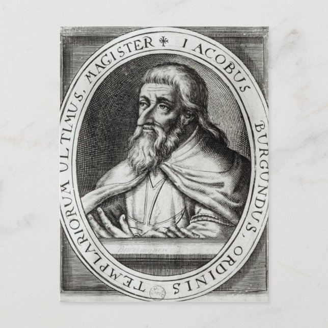 Postal Jacques de Molay Maestro de Caballeros Templarios (Anverso)