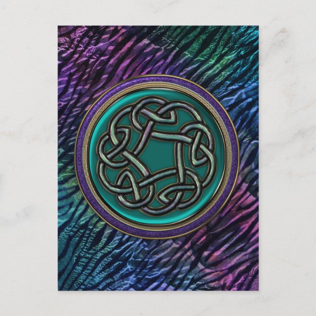 Postal Jade Green Metalizado nudo celta (Anverso)