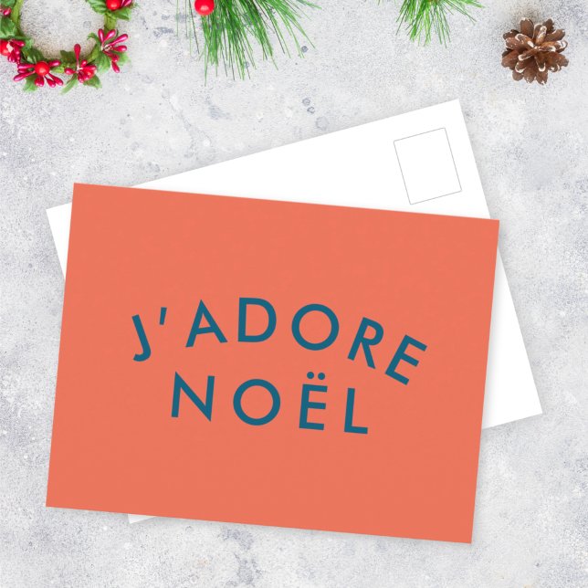 Postal J'adore Noel | Navidades de amor modernos rojo y n (Subido por el creador)