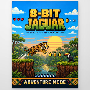 Postal Jaguar, Arte de Pixel Retro de 8 Bits