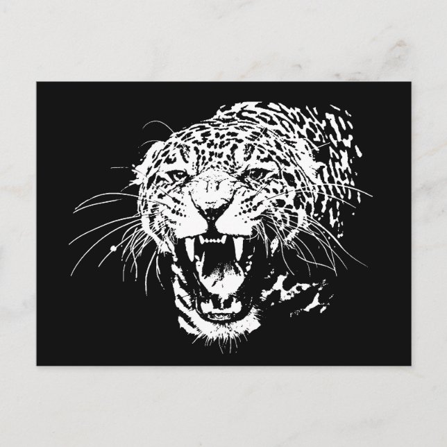 Postal Jaguar blanco y negro (Anverso)