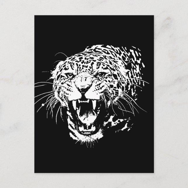 Postal Jaguar blanco y negro (Anverso)