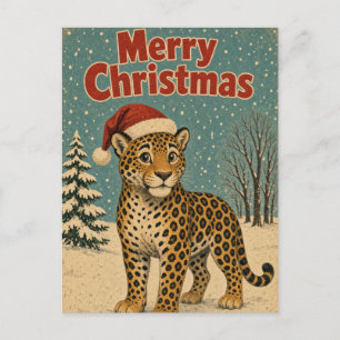Postal Jaguar Bosque Desnudo Animal Navidad