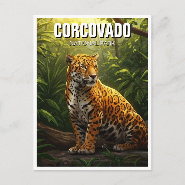 Postal Jaguar en el Parque Nacional Corcovado Costa Rica (Anverso)