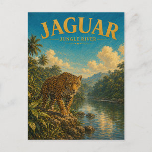 Postal Jaguar Jungla Río Acuarela GeoSaga
