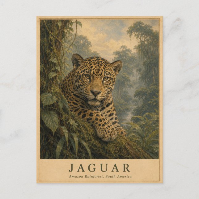 Postal Jaguar Selva Amazónica VINTAGE (Anverso)