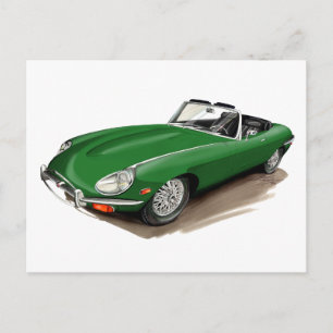 Postal Jaguar XKE Green Car