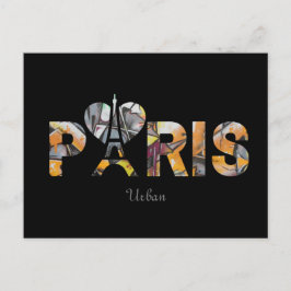 Postal J'aime Paris avec un décor urbain bien coloré