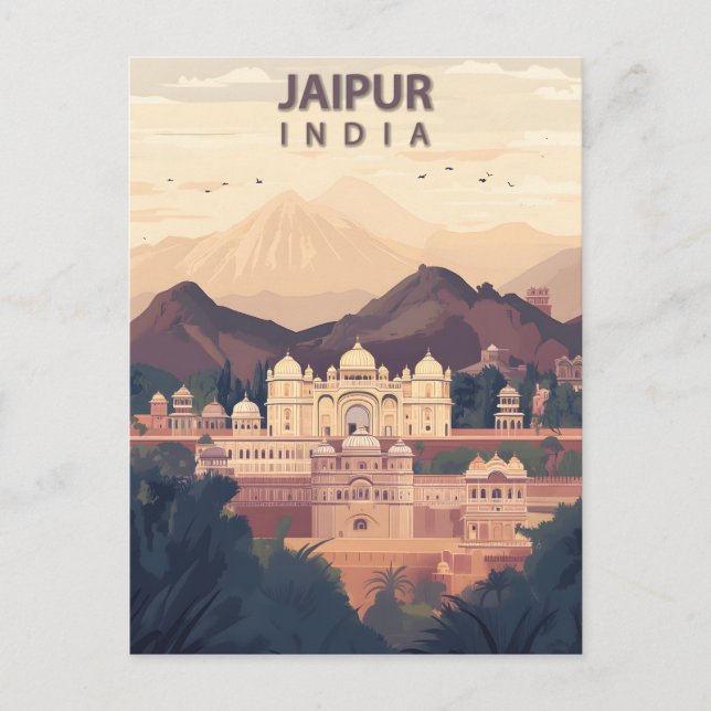 Postal Jaipur India Ciudad Rosa Viaje Antiguo (Anverso)