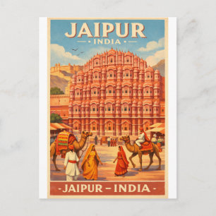 Postal Jaipur, India, con un clásico retro