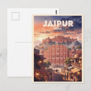 Postal Jaipur India Viaje Antiguo