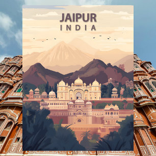 Postal Jaipur India Viaje Ciudad Rosa Hawa Mahal