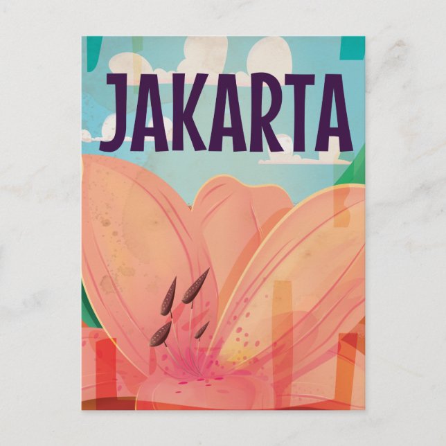 Postal Jakarta Vintage Travel Poster (Anverso)