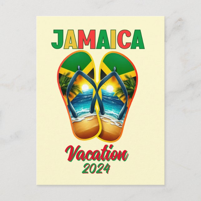 Postal Jamaica 2024 Flip Flop Vacation Tropical Beach (Anverso)
