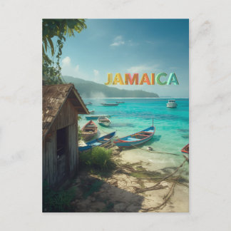 Postal jamaica fishing shack and boats
