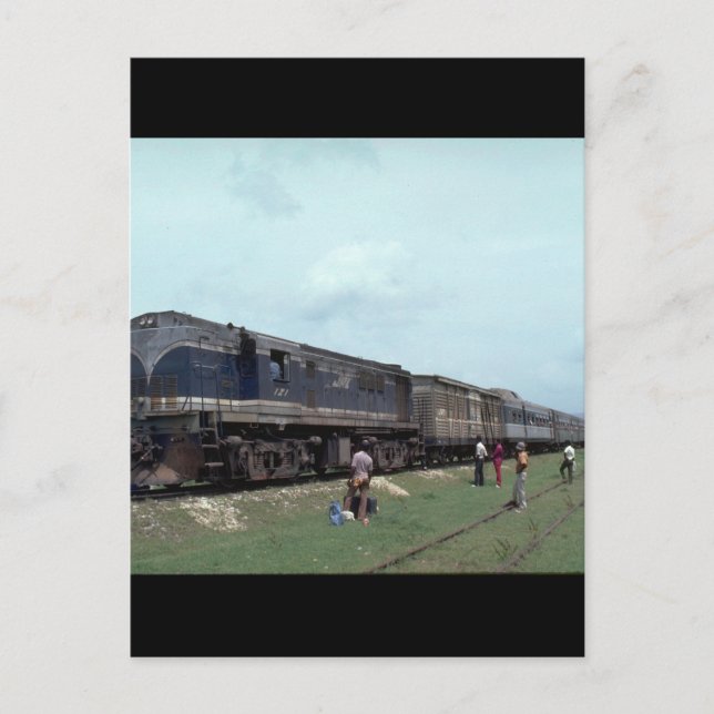 Postal Jamaica, GE #121 con trenes locales del mundo (Anverso)