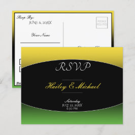 Postal Jamaica Green Gold Caribbean Elegant Wedding RSVP