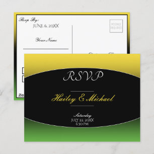 Postal Jamaica Green Gold Caribbean Elegant Wedding RSVP
