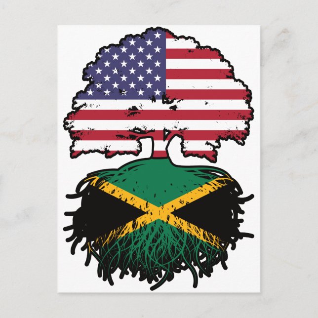 Postal Jamaica Jamaican American USA Tree Roots Flag (Anverso)
