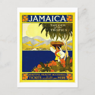 Postal Jamaica, la joya de los trópicos, el estilo vintag