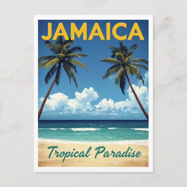 Postal Jamaica Tropical Paradise Vintage Beach Travel (Anverso)