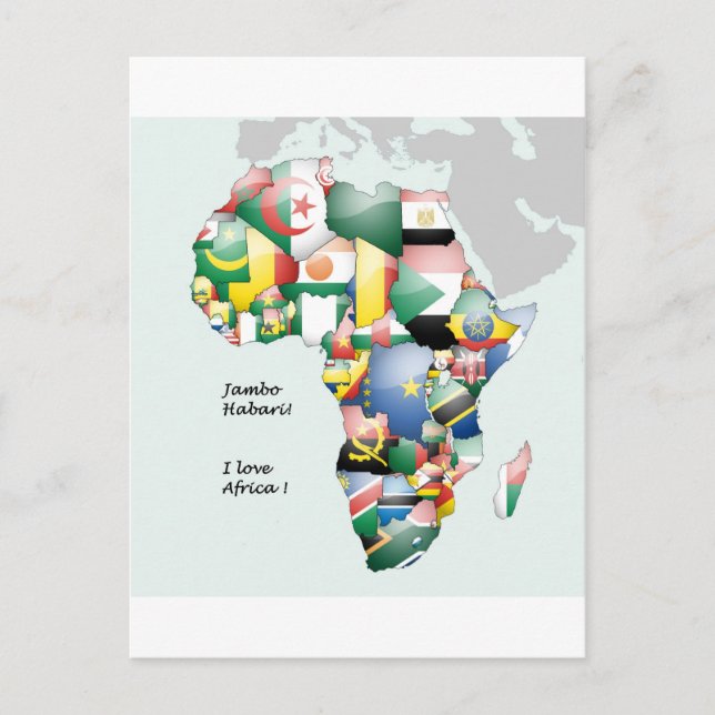 Postal ¡Jambo Habari África! Amo África (Anverso)