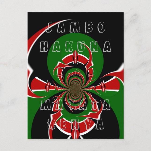 Postal Jambo HAKUNA MATATA Kenya Black Red Green Fla Art (Anverso)