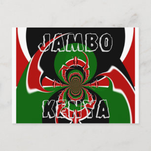 Postal Jambo Kenia GRÁFICOS NEGRO ROJO VERDE HAKUNA MATAT