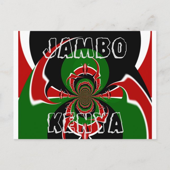 Postal Jambo Kenya GRÁFICOS VERDES NEGROS NEGROS HAKUNA M (Anverso)