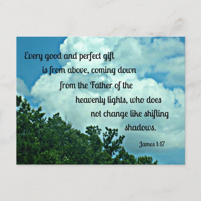 Postal James 1:17 Todo regalo bueno y perfecto es de..... (Anverso)