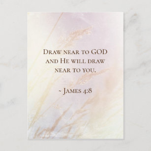Postal James 4:8 Acercarse al Verso de la Biblia de Dios