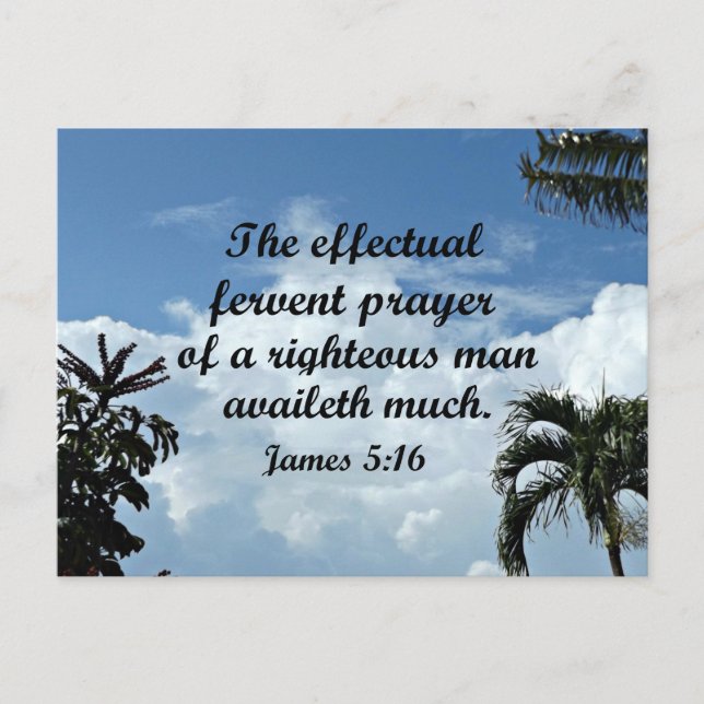 Postal James 5:16 La verdadera oración ferviente de (Anverso)